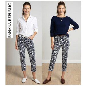 BANANA REPUBLIC, boyfriend cut blue and off-white floral jeans